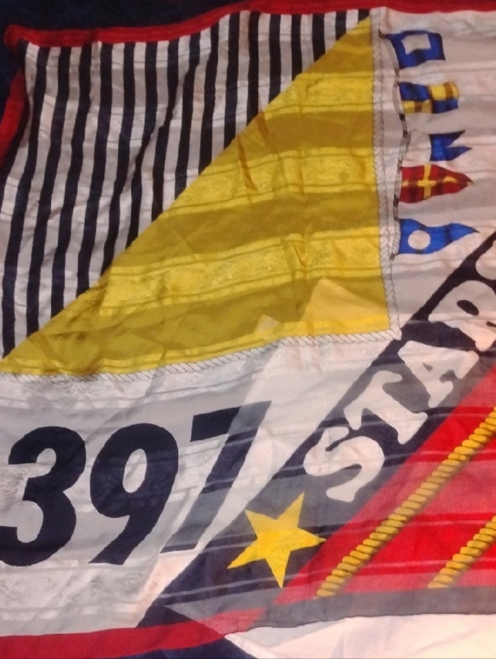 bill blass Yellow, Black, Red, White Nautical Print Scarf
